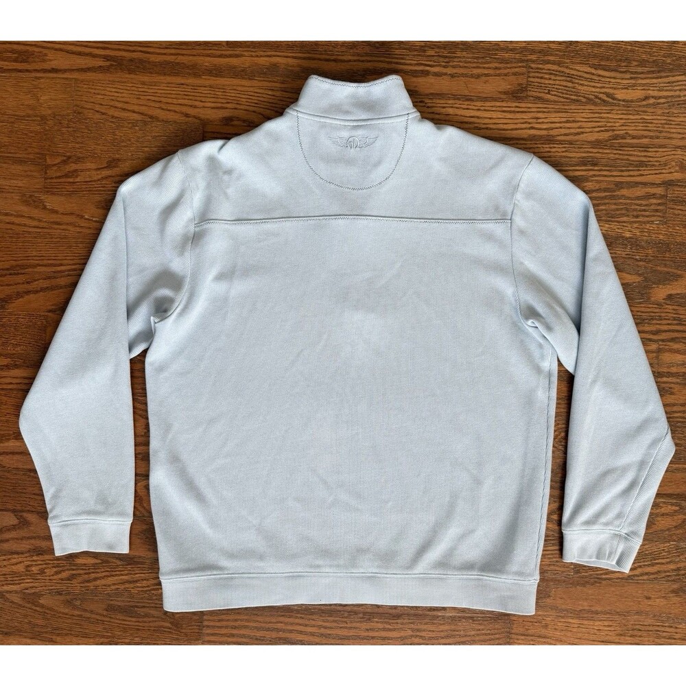Straight Down 1/4 Zip Sweatshirt Mens XL Pullover Baby Blue Navy Polyester Blend - Picture 7 of 9